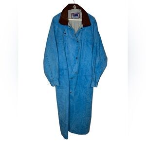🧥Vintage Koolah Slim Dustee Duster Coat M Blue Sailcloth Western Cowboy Jacket🇦🇺